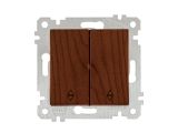 Выключатель проходной 2-клав. (скрытый, без рамки, пруж. зажим) орех, RITA, MUTLUSAN