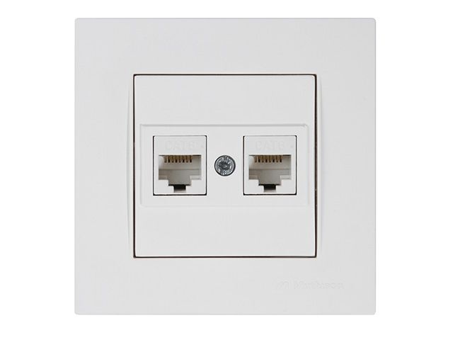 Image 1 Розетка компьютерная 2xRJ45 (Cat6, скрытая) белая, RITA, MUTLUSAN
