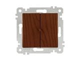 Выключатель 2-клав. (скрытый, без рамки, пруж. зажим) орех, RITA, MUTLUSAN