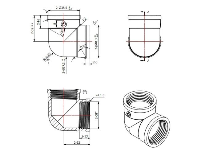 Image 2 Колено 1" вн.-вн., AV Engineering (инд. упак.)