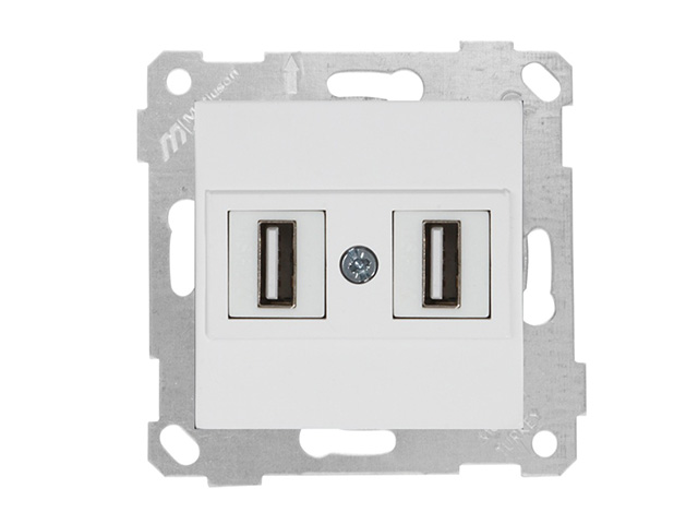 Розетка компьютерная 2хUSB (скрытая, без рамки) белая (не для зарядки) RITA, MUTLUSAN
