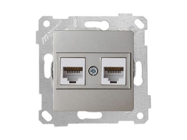 Image 1 Розетка компьютерная 2xRJ45 (Cat6, скрытая, без рамки) титан, RITA, MUTLUSAN