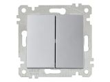Выключатель 2-клав. (скрытый, без рамки, винт. зажим) серебро, RITA, MUTLUSAN