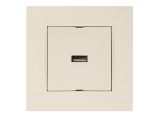Розетка 1-ая USB (скрытая, горизонт.) кремовая, RITA, MUTLUSAN
