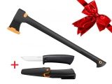 Топор универсальный FISKARS Solid, средний + Нож с точилкой FISKARS