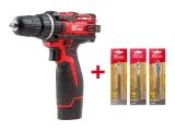 Аккум. дрель-шуруповерт WORTEX BD 1213 DLi в кор. + АКЦИЯ (3 сверла по дереву)