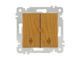 Выключатель проходной 2-клав. (скрытый, без рамки, винт. зажим) дуб, RITA, MUTLUSAN