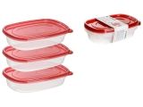 Набор контейнеров пласт. прямоуг. 3 шт., 0,9 л д/пищ. продуктов, с крышкой, PERFECTO LINEA