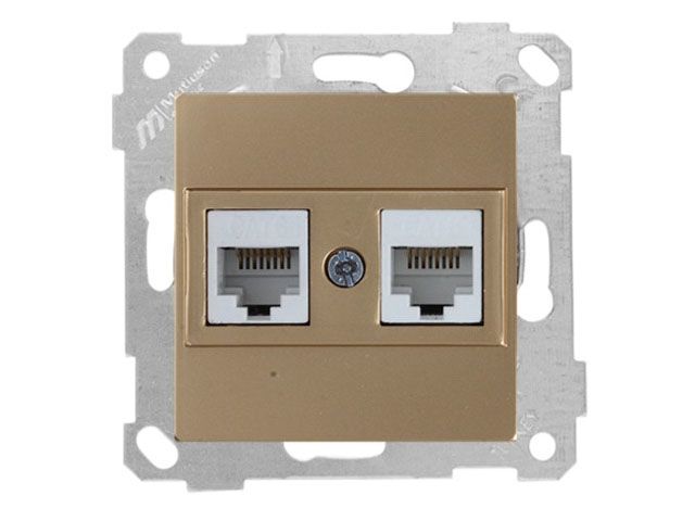 Image 1 Розетка компьютерная 2xRJ45 (Cat6, скрытая, без рамки) золото, RITA, MUTLUSAN