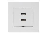Розетка компьютерная 2хUSB (скрытая, горизонт.) белая, RITA, MUTLUSAN