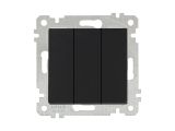 Выключатель 3-клав. (скрытый, без рамки, пруж. зажим) черный, RITA, MUTLUSAN