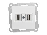 Розетка компьютерная 2хUSB (скрытая, без рамки) белая (не для зарядки), DARIA, MUTLUSAN