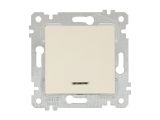 Выключатель 1-клав. (с подсветкой, скрытый, без рамки, винт. зажим) кремовый, RITA, MUTLUSAN