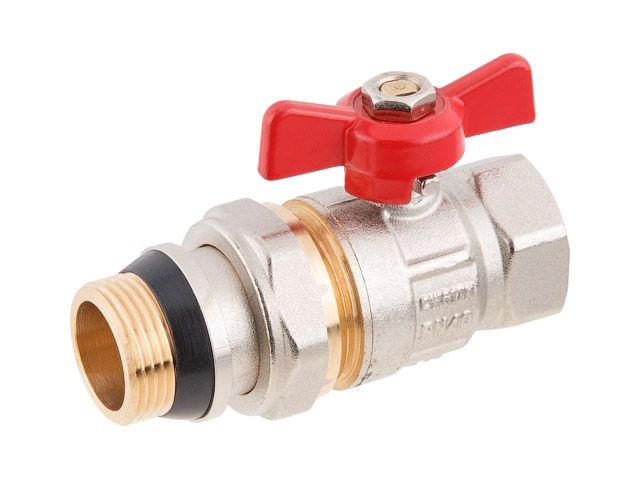 Кран шаровый 1/2" нар.-вн. бабочка (со сгоном) PN40, AV Engineering
