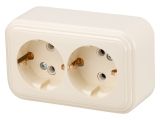 Розетка 2-ая (открытая, с/з) бежевая, Стандарт, Юпитер