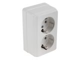 Розетка 2-ая (открытая, с/з, керамика) белая, BRON, MUTLUSAN