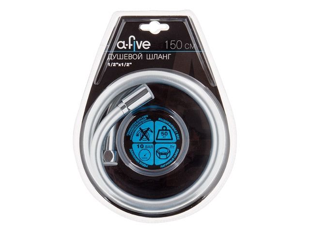 Шланг душевой, PVC, 1/2" г-г 150 см, серебро, a-five
