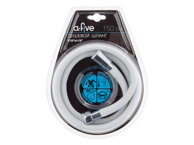 Шланг душевой, Si, 1/2" г-г 150 см, бел., a-five