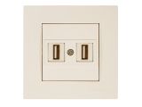 Розетка компьютерная 2хUSB (скрытая) кремовая (не для зарядки) RITA, MUTLUSAN
