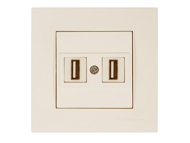 Image 1 Розетка компьютерная 2хUSB (скрытая) кремовая (не для зарядки) RITA, MUTLUSAN