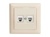 Розетка телефонная 2хRJ12 (скрытая) кремовая, DARIA, MUTLUSAN