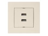 Розетка компьютерная 2хUSB (скрытая, горизонт.) кремовая, RITA, MUTLUSAN