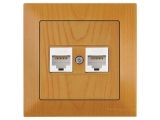 Розетка компьютерная 2xRJ45 (Cat6, скрытая) дуб, DARIA, MUTLUSAN