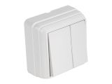 Выключатель 2-клав. (открытый) белый, BRON, MUTLUSAN