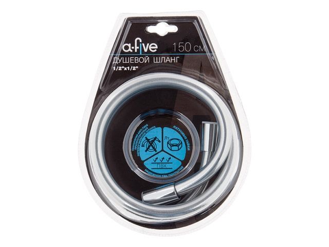 Шланг душевой, PVC, 1/2" г-г 150 см, серебро, a-five