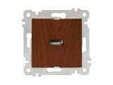 Розетка 1-ая USB (скрытая, без рамки) орех, RITA, MUTLUSAN