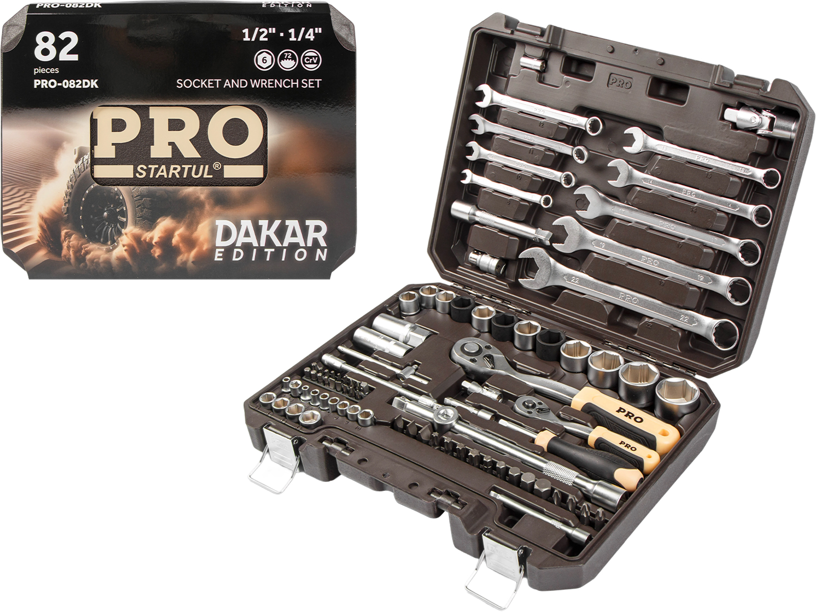 Набор головок и ключей 82пр. 1/4",1/2" PRO STARTUL DAKAR (PRO-082DK)