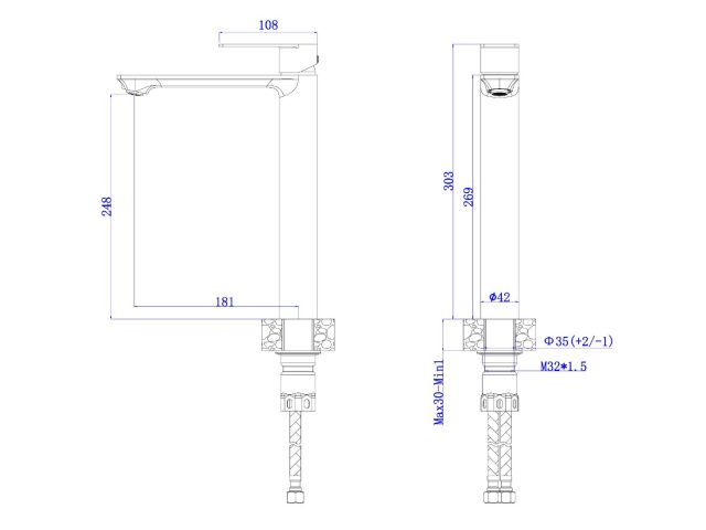 Image 2 Смеситель для умывальника (SUS 304) D35, серия LES  AV Engineering