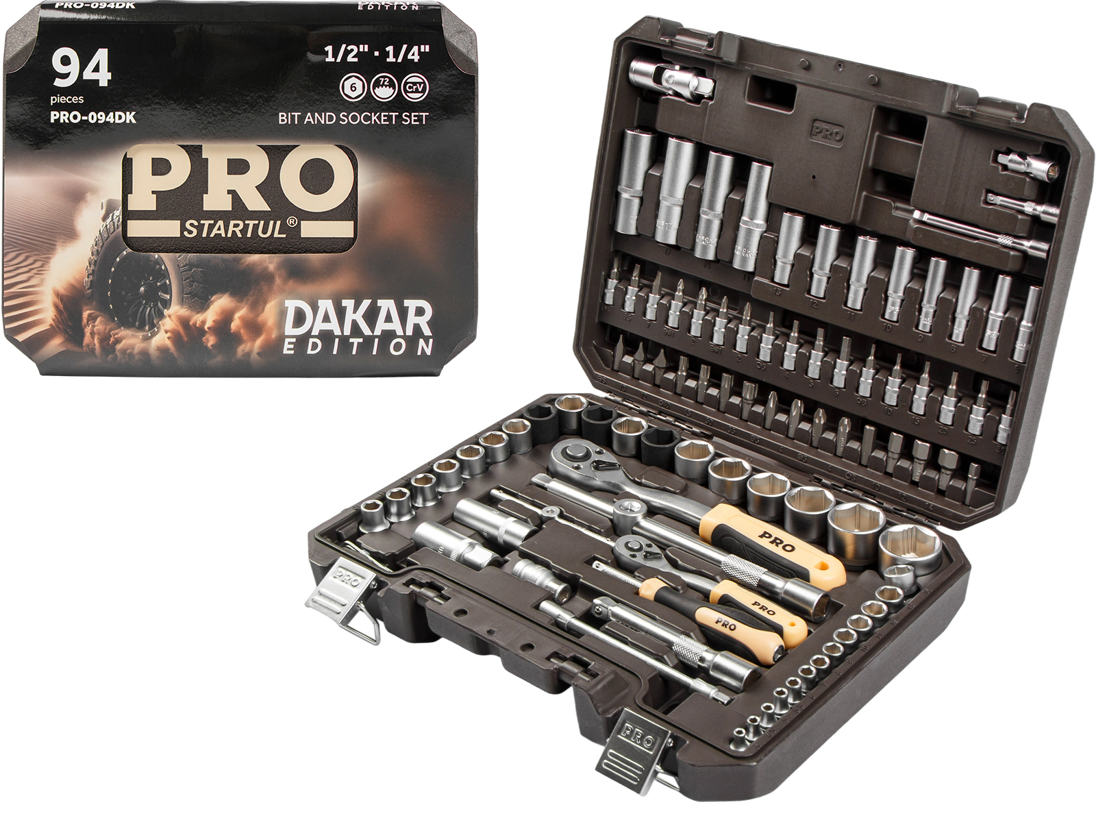Набор головок и бит 94пр. 1/4",1/2" PRO STARTUL DAKAR (PRO-094DK)