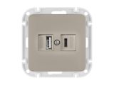 Розетка с двумя USB-разъемами (скрытая, узел) песочная, Astrum BYLECTRICA