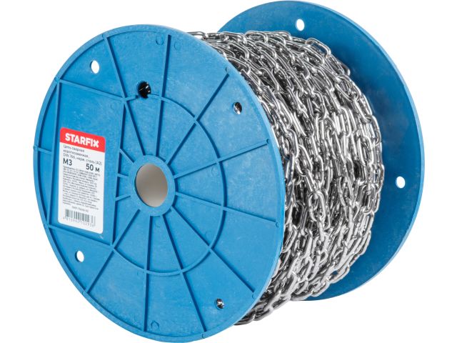 Image 1 Цепь сварная короткозвенная М3 нерж.сталь (А2), DIN 766 (бухта 50м) STARFIX