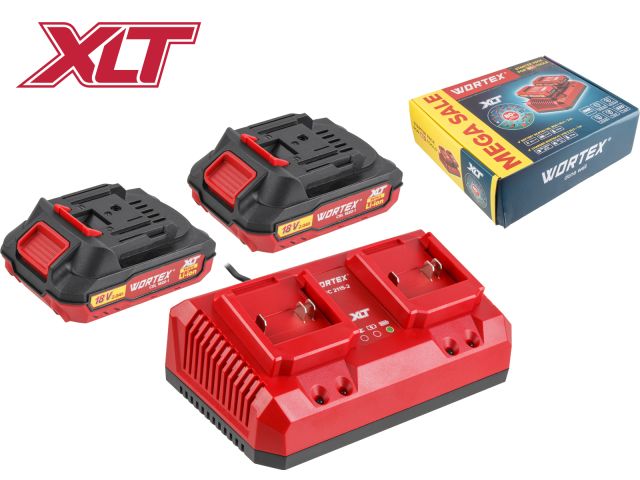 Image 1 Набор аккумулятор 2х2 А*ч и зарядное устройство 2х2 А WORTEX ALL1 XLT в кор. SET