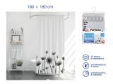 Шторка для ванной (12 колец в комплекте), 180x180 см, Harmony, цветочные тени, PERFECTO LINEA
