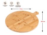 Поднос бамбуковый для пиццы с ручкой, круглый, 38,5х33 см, BAMBOO, PERFECTO LINEA