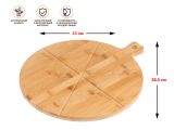 Поднос бамбуковый для пиццы с ручкой, круглый, 38,5х33 см, BAMBOO, PERFECTO LINEA
