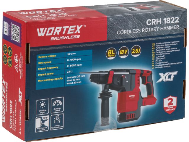 Image 9 Аккум. перфоратор WORTEX CRH 1822 в кор. XLT SOLO БЕСЩЕТ., 18 В, 2.6 Дж, 26 мм