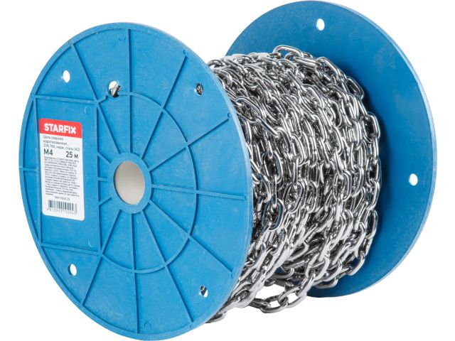 Image 1 Цепь сварная короткозвенная М4 нерж.сталь (А2), DIN 766 (бухта 25м) STARFIX