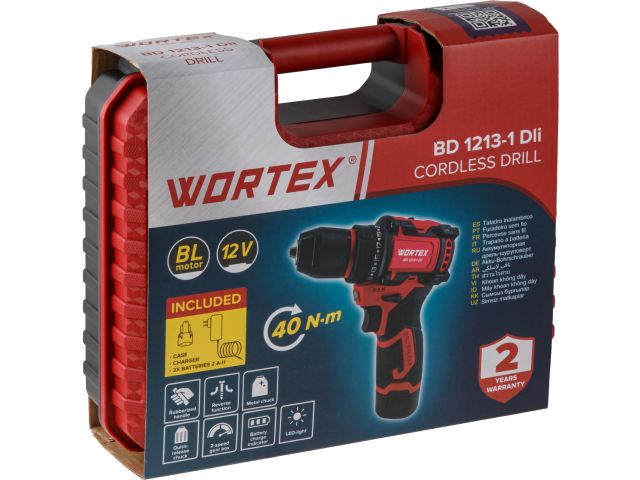 Image 11 Аккум. дрель-шуруповерт WORTEX BD 1213-1 Dli в чем. 12 В, 40 Н*м, 2х2 А*ч, БЗП 10 мм