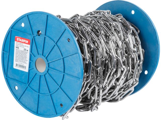 Image 1 Цепь сварная длиннозвенная М5 нерж.сталь (А2), DIN 763 (бухта 25м) STARFIX