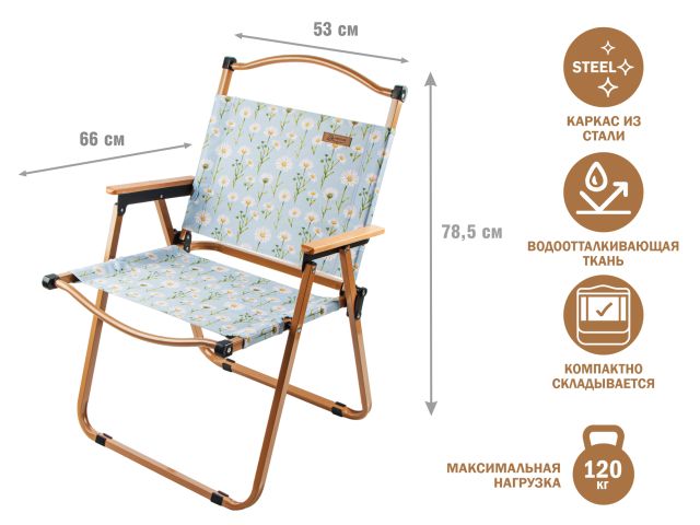 Image 1 Кресло складное (садовое), бежевый/ромашка, ARIZONE