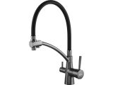 Смеситель для кухни (Lt) D35, серия LUX с краном для пит. воды графит AV Engineering