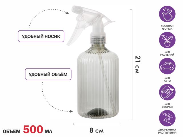 Опрыскиватель ручной 0,5л с пульверизатором, PERFECTO LINEA