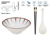 Миска керамическая с ложкой и палочками для еды, серия RAMEN, aura, PERFECTO LINEA
