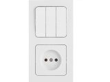 Блок выкл. 3 клав. + розетка (открытая, б/з) белая, Astrum, BYLECTRICA