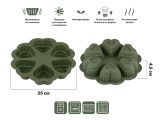 Форма для выпечки, силиконовая, круглая на 6 сердец, 25 х 4.5 см, NATURAL GREEN, PERFECTO LINEA