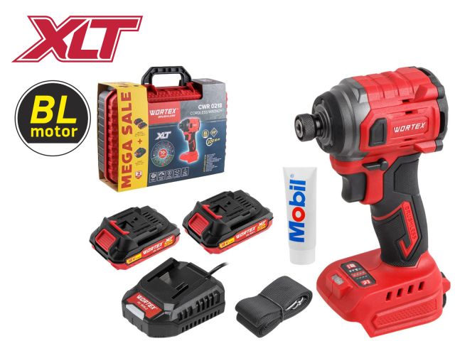 Аккум. ударный гайковерт/винтоверт WORTEX CWR 0218 в чем. XLT 2x2 А*ч, БЕСЩЕТ., 18 В, 220 Н*м